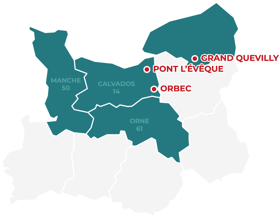 Zone d'intervention de l'tude d'huissier de Justice APPRONIA Normandie